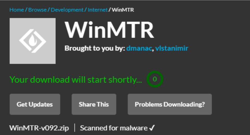 WinMTR 去程測試